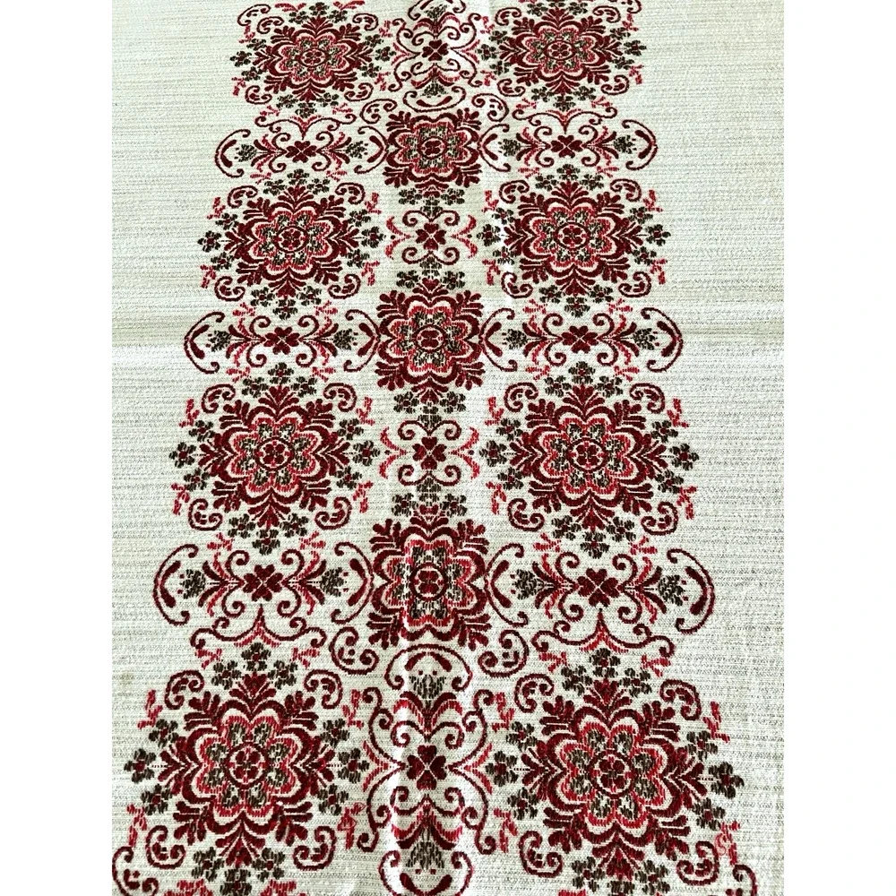 VTG Austrian Woven Folk Detailed Geometric Floral Tablecloth & 6 Napkins